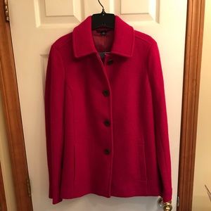NWT Lands End Boiled Wool Jacket in Dark Berry